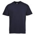 A navy blue Turin Premium T-Shirt with a round neckline and short sleeves, featuring a logo on the tag.