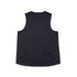 A black singlet tank top with a rounded neckline and sleeveless design. It has a subtle branding label.