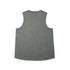 A sleeveless tank in a muted green colour with a simple design and a branding logo on the back.