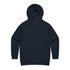 A dark navy hoodie with a hood and long sleeves, featuring a plain back without any visible logos.