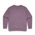 A lavender sweater with long sleeves, featuring a plain back and a ribbed hem. It includes a branding logo.