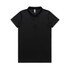 A black polo shirt with a collar, short sleeves, and a button placket. It features a logo on the chest.