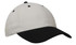 A brushed heavy cotton cap in cream with a black peak, featuring a logo on the front.