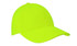 A bright yellow cap with a curved brim and a logo on the front, designed for visibility and safety.