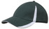 A dark green cap with white inserts on the peak and crown, featuring a logo.