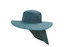 A teal canvas sun hat with a wide brim and neck flap, featuring small decorative details.
