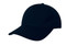 A navy blue cap with a curved brim and a smooth fabric finish. It features a logo on the front.