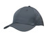 A dark grey sports cap featuring tear drop perforations and a logo on the side.