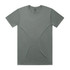 A plain grey T-shirt with short sleeves and a round neckline, featuring a logo at the neck.