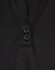 A black polo shirt featuring a V-neck and two buttons, made from sustainable poly/cotton material.