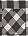 A black and white checked flannel plaid shirt featuring a chest pocket with a button. The fabric has a soft texture.