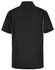A black short-sleeved polo shirt with contrasting turquoise details and a logo. Suitable for kids.