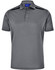 Men's sustainable poly/cotton polo shirt in grey with contrast black detailing and a logo on the chest.