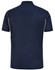 A navy blue short-sleeved polo shirt with contrast detailing and a logo on the front.