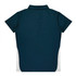 A navy polo shirt with short sleeves, featuring a white side panel. The shirt has a collar and a logo.