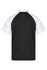 A short-sleeved polo shirt featuring black and white colours with a sporty design and a logo on the front.