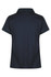A dark navy polo shirt with a classic collar and short sleeves, featuring a logo on the side.