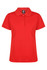 A red polo shirt with a collar and buttons, featuring a logo. Suitable for casual or semi-formal wear.