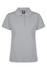 A light grey polo shirt with a collar and three buttons, featuring a branding logo.