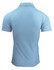 A light blue polo shirt featuring a collar and a branded logo on the back.