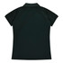 A dark green polo shirt with a short sleeve and a classic collar design. The back view is displayed.