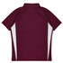 A maroon polo shirt with white side panels, featuring a collared neckline and short sleeves. Includes a logo.