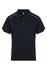 A navy polo shirt with white detailing and a logo, featuring a classic collar and short sleeves.