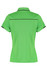 A green polo shirt with a fitted design and contrasting black detailing on the sleeves and collar.