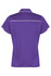 A purple polo shirt with a back view, featuring a white trim and short sleeves. It has a logo.