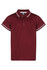 A maroon polo shirt featuring contrasting white collar and sleeve accents, with a logo on the front.