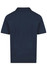 A navy polo shirt with a collar and short sleeves, featuring a branding logo. The back view is shown.