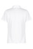A white polo shirt featuring a collar and short sleeves, with a small logo on the back.