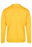 A long-sleeve yellow polo shirt with a collar and a logo on the back.