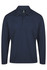 A men's long-sleeve polo shirt in navy blue with a collar and three buttons, featuring a logo.