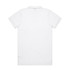 A plain white polo shirt featuring a collar and short sleeves, with a branding logo on the back.