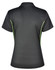 A black polo shirt featuring contrast green stripes, designed with a fitted cut and a logo.