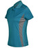 Ladies' Cooldry S/S Contrast Interlock Polo in teal and grey, featuring a branded logo on the chest.