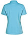 A women's light blue polo shirt featuring short sleeves and contrast detailing, with a logo on the front.