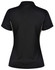 A black ladies' polo shirt featuring contrast detailing and a logo on the back.