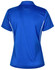 A blue women's polo shirt with contrast detailing and a logo, featuring a classic collar and short sleeves.