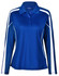 A long sleeve polo shirt in royal blue with white stripes and a collar, featuring a logo.