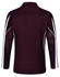 A maroon long sleeve polo shirt with white accents and a mesh panel design. It features a collar and a branded logo.