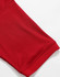 A close-up of a red polo shirt sleeve featuring a smooth fabric texture and a neatly finished hem.