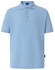 A light blue polo shirt featuring a collar and buttons, with a logo on the side.