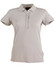 A light beige ladies' polo shirt with a collar and short sleeves, featuring a small logo.