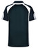 A dark green polo shirt featuring a contrasting white trim and a logo on the front.