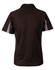 A short sleeve polo shirt in black with grey accents, featuring a collar and a logo on the front.