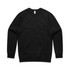 A black jumper with long sleeves and a round neckline, featuring a logo.
