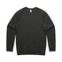 A black jumper with long sleeves and a crew neck design. The garment has a logo on the label.