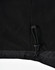 A close-up of the bottom hem of a black unisex jacket featuring a drawstring adjustment.
